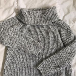 Alpaca acrylic blend grey turtleneck sweater